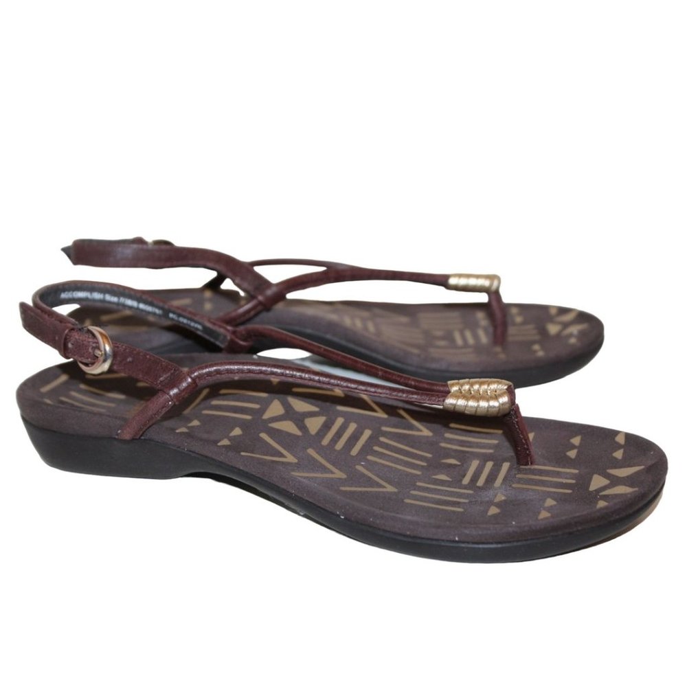 ANDREW WEIL Womens Accomplish Toe Post Heel Strap SLIDES / SANDALS Slip-On Sz 7B